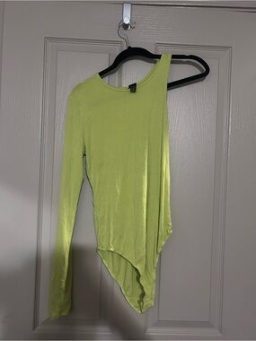 wild fable Neon Lime One-Shoulder Ribbed Bodysuit